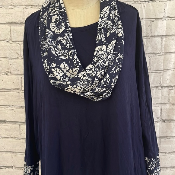 Women’s Kim Rogers cropped sleeve top with scarf 2X - Picture 2 of 5